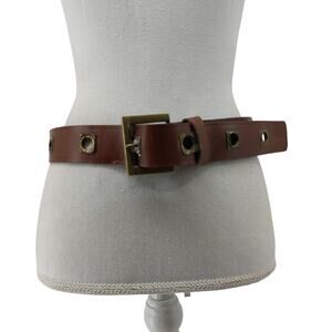 Calvin Klein Jeans Brown Leather Belt Gold Hardware Sz Small